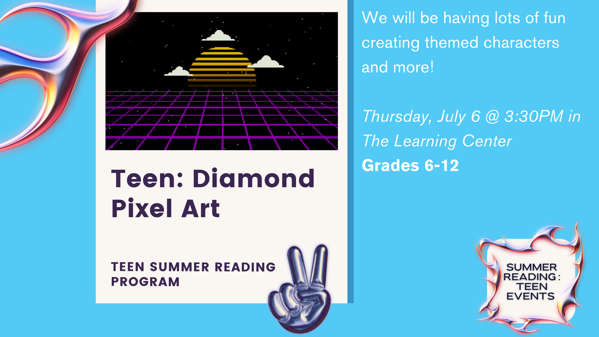 Teen Summer Reading Program: Diamond Pixel Art July 6 3:30 PM    