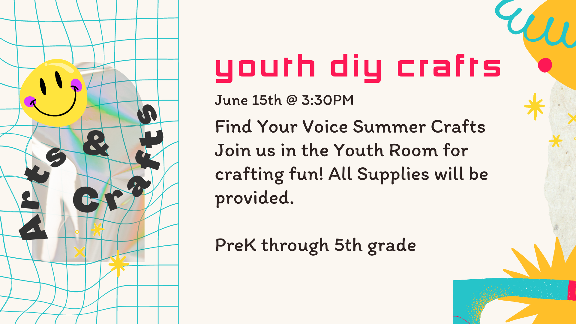 Youth DIY Crafts: Find Your Voice Summer Crafts June 15th 3:30 PM    